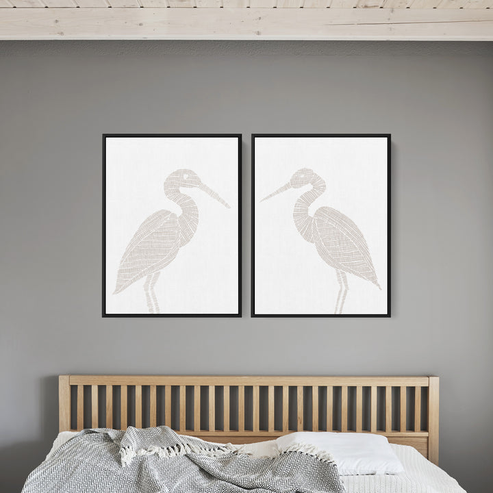 Woven Heron Diptych - Set of 2