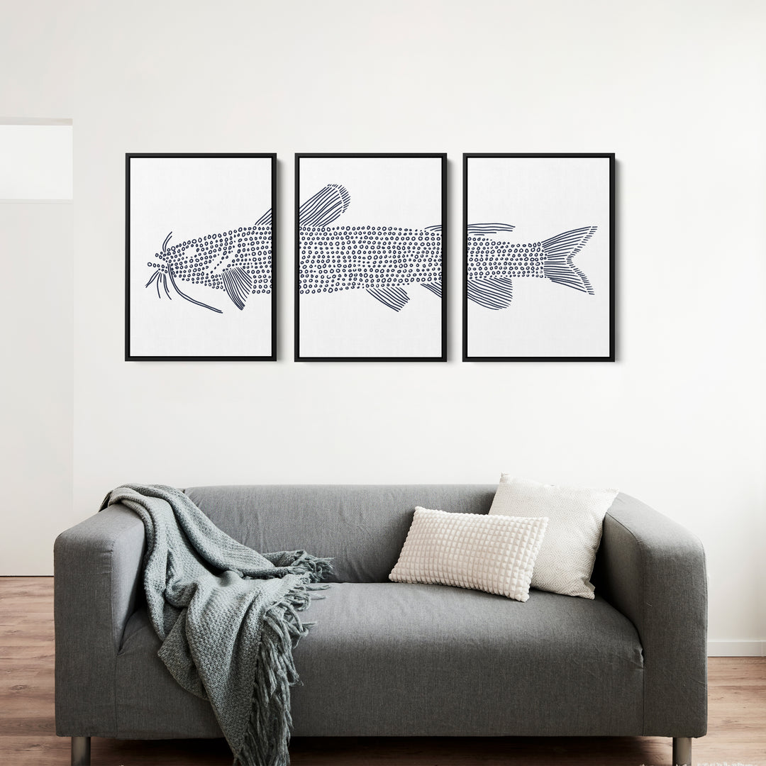 Catfish in Circles Triptych - Set of 3