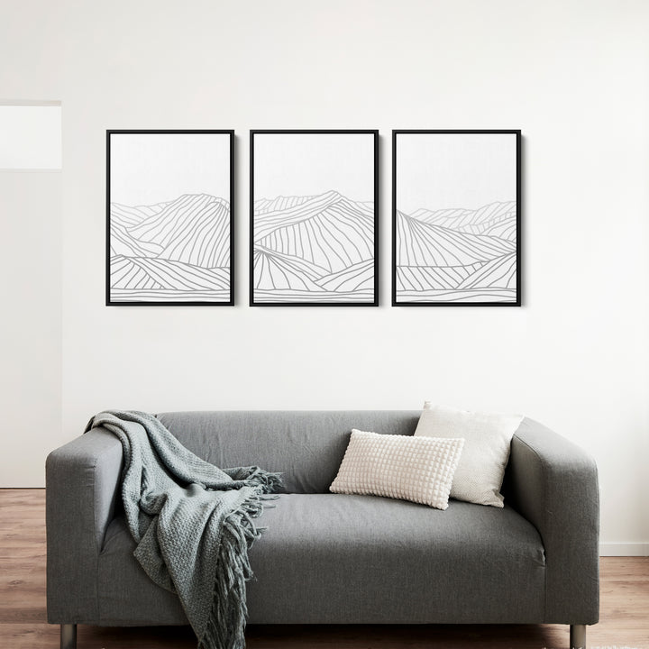 Minimalist Gray Mountain Illustration - Set of 3