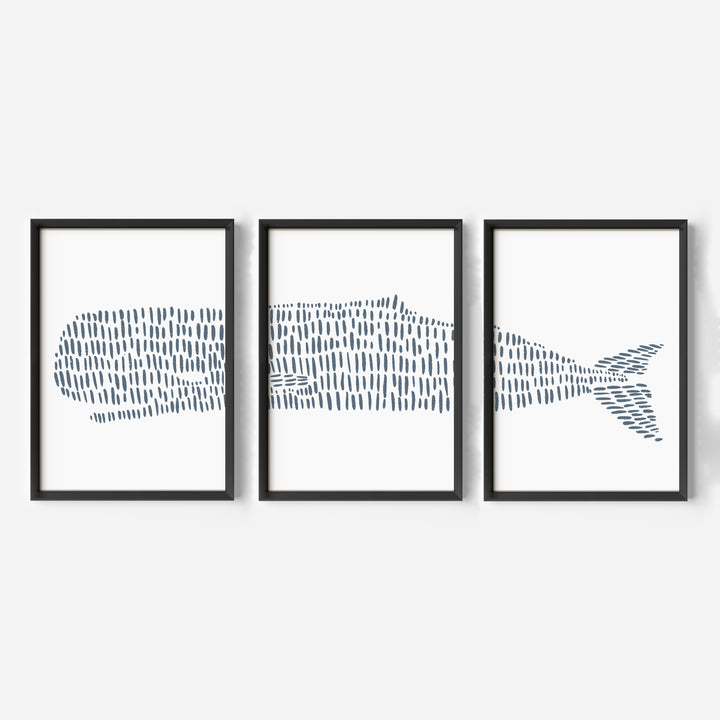 Sperm Whale Modern Illustration - Set of 3