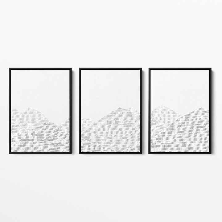 Modern Gray Mountain Landscape Illustration - Set of 3