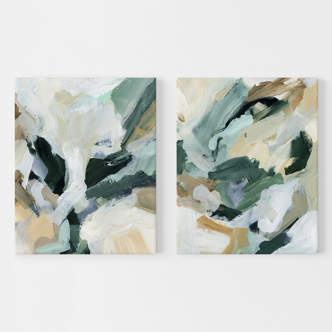 Contemporary Greens - Set of 2  - Art Prints or Canvases - Jetty Home