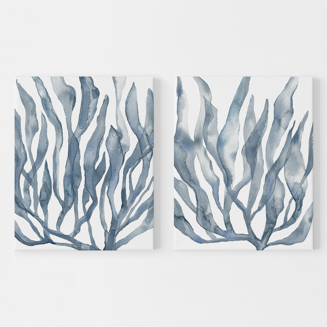 Blue Seaweed Diptych, No. 2 - Set of 2  - Art Prints or Canvases - Jetty Home