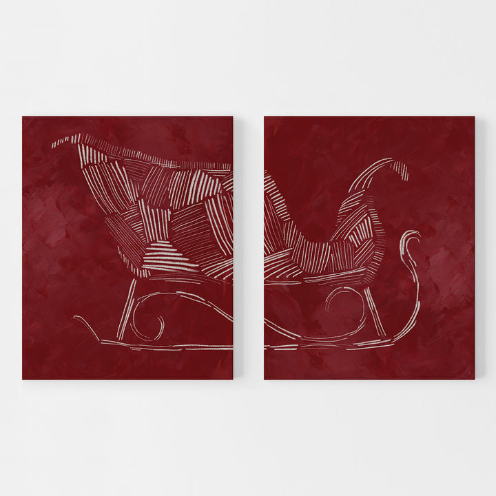 Sleigh Ride Diptych - Set of 2  - Art Prints or Canvases - Jetty Home