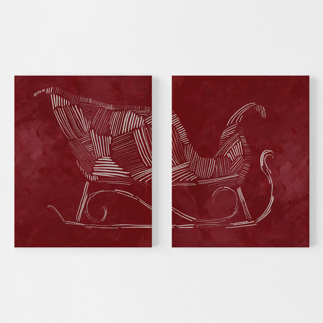 Sleigh Ride Diptych - Set of 2  - Art Prints or Canvases - Jetty Home