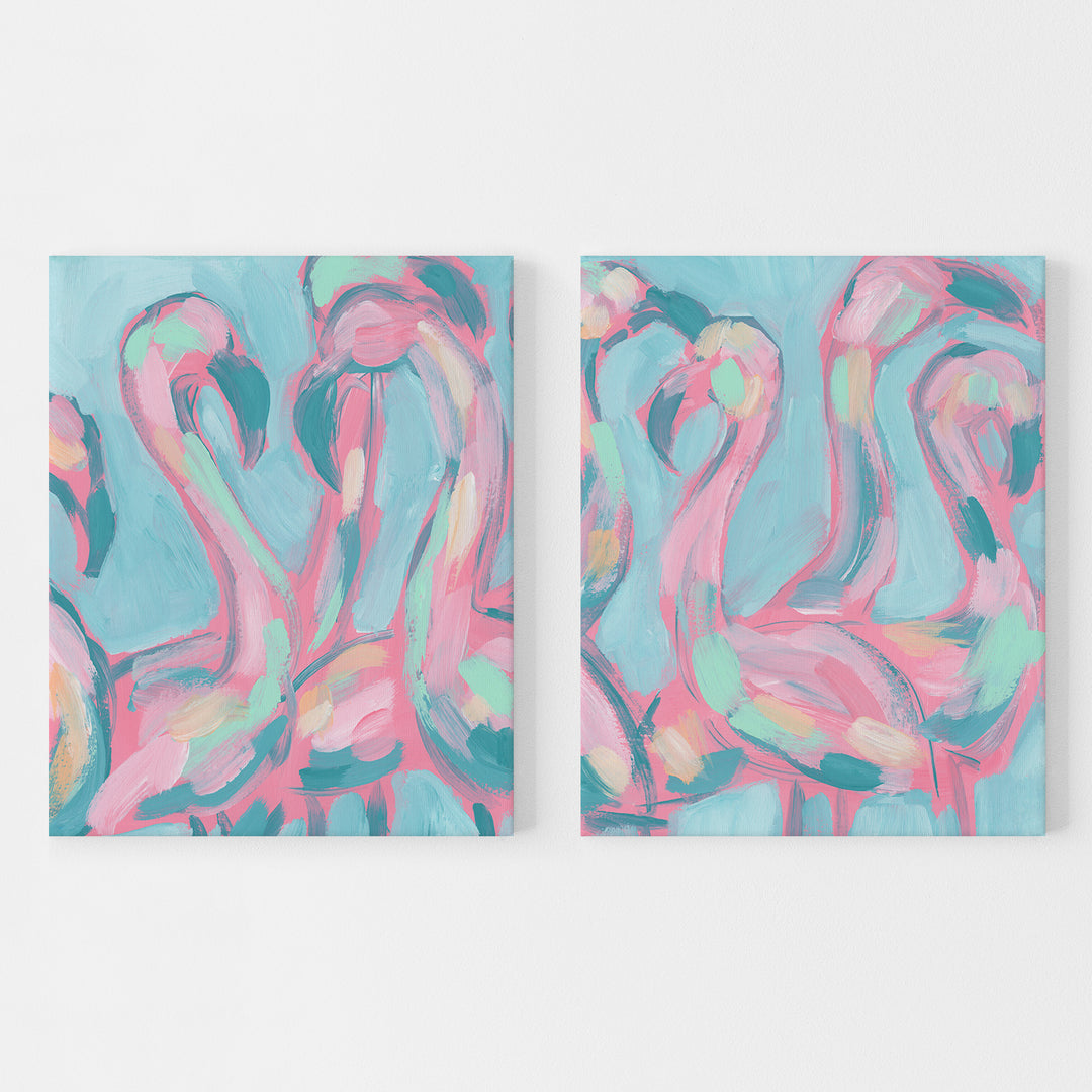 The Pink Flamingoes Diptych - Set of 2 - Jetty Home