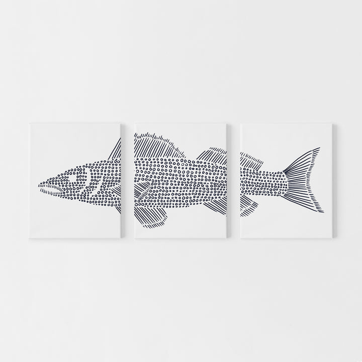 Walleye in Circles Triptych - Set of 3  - Art Prints or Canvases - Jetty Home