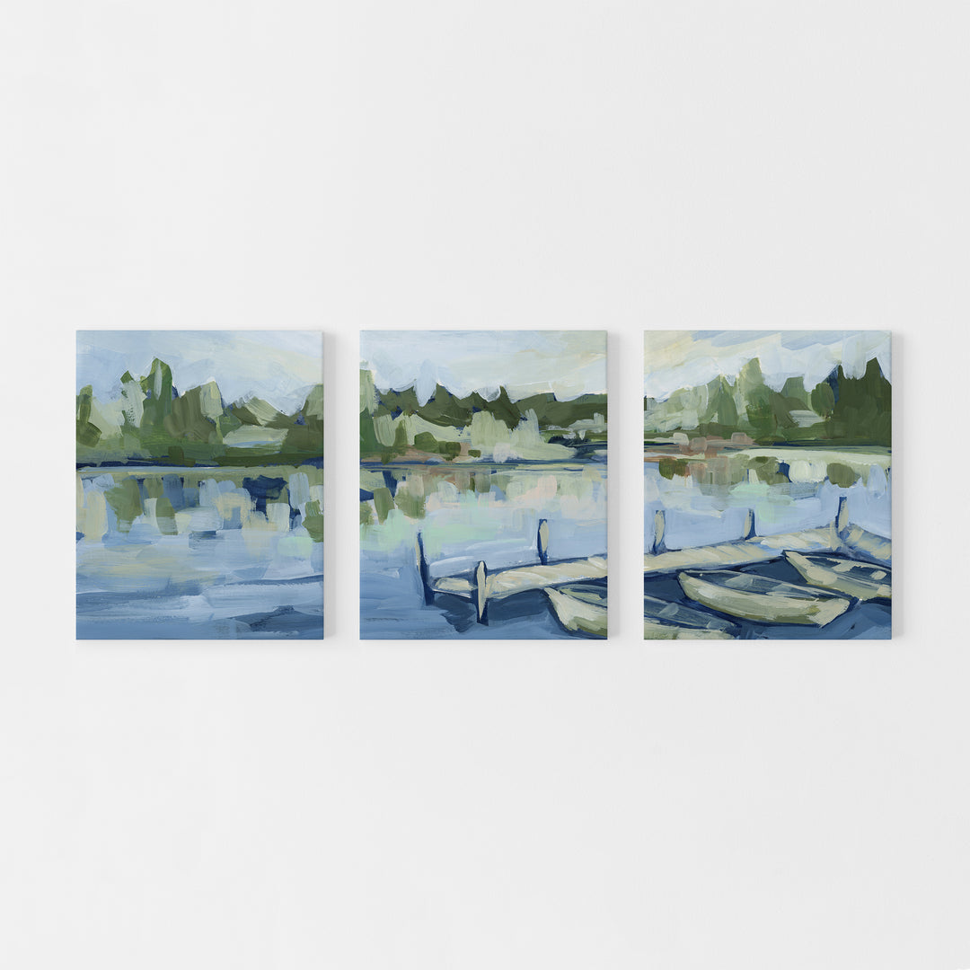 The Lakeside Dock - Set of 3  - Art Prints or Canvases - Jetty Home