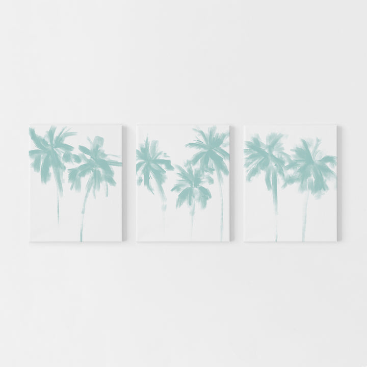 Turquoise Minimalist Palms - Set of 3  - Art Prints or Canvases - Jetty Home