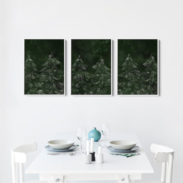 Winter Evergreens Triptych - Set of 3