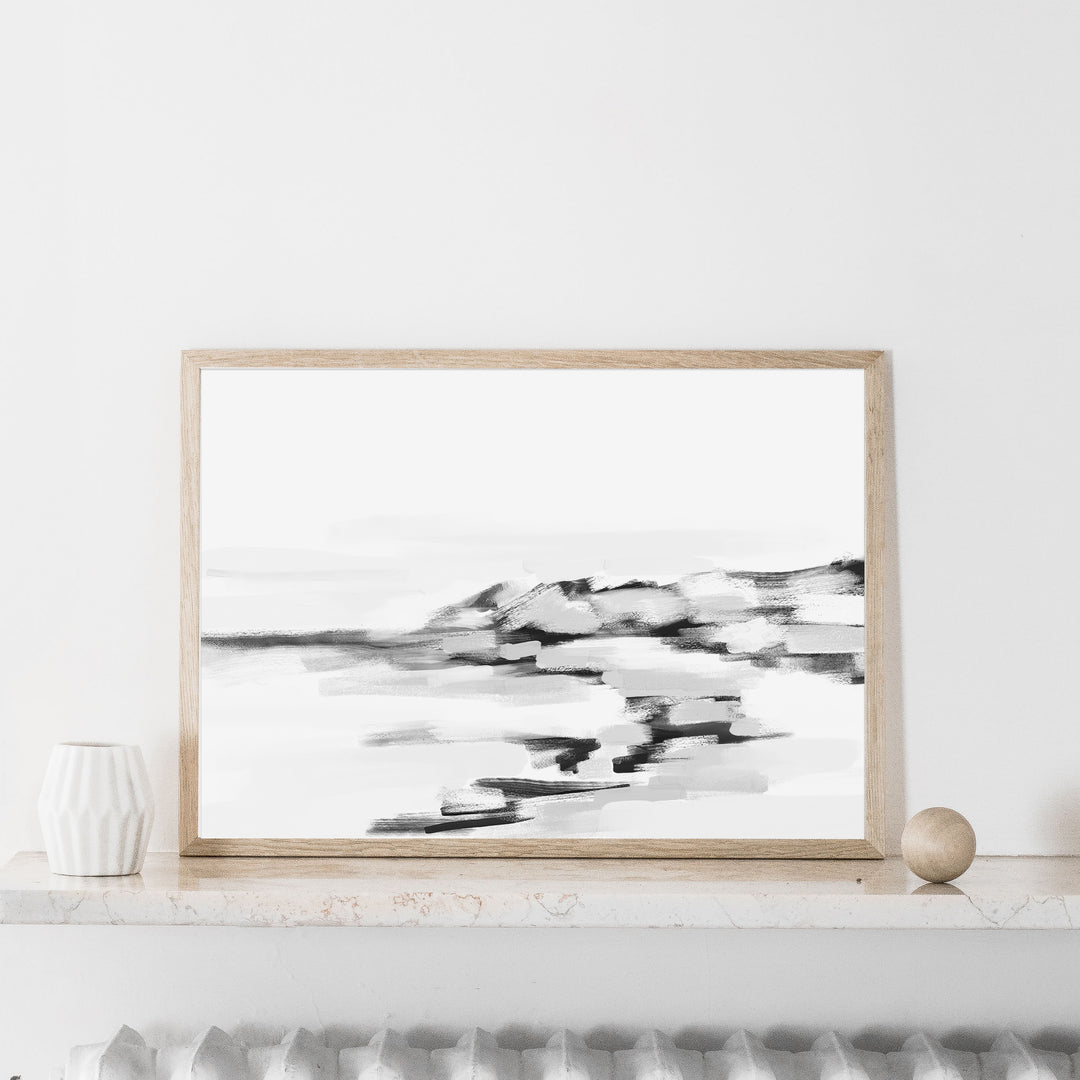 Black & White Across the Shoreline - Art Print or Canvas - Jetty Home