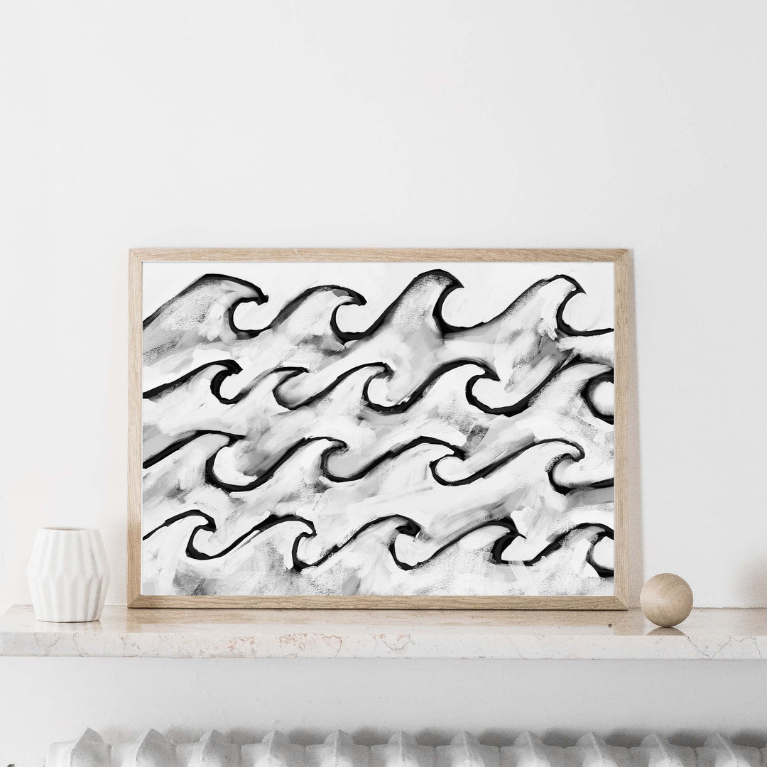 Black & White Roaring Seas - Art Print or Canvas - Jetty Home
