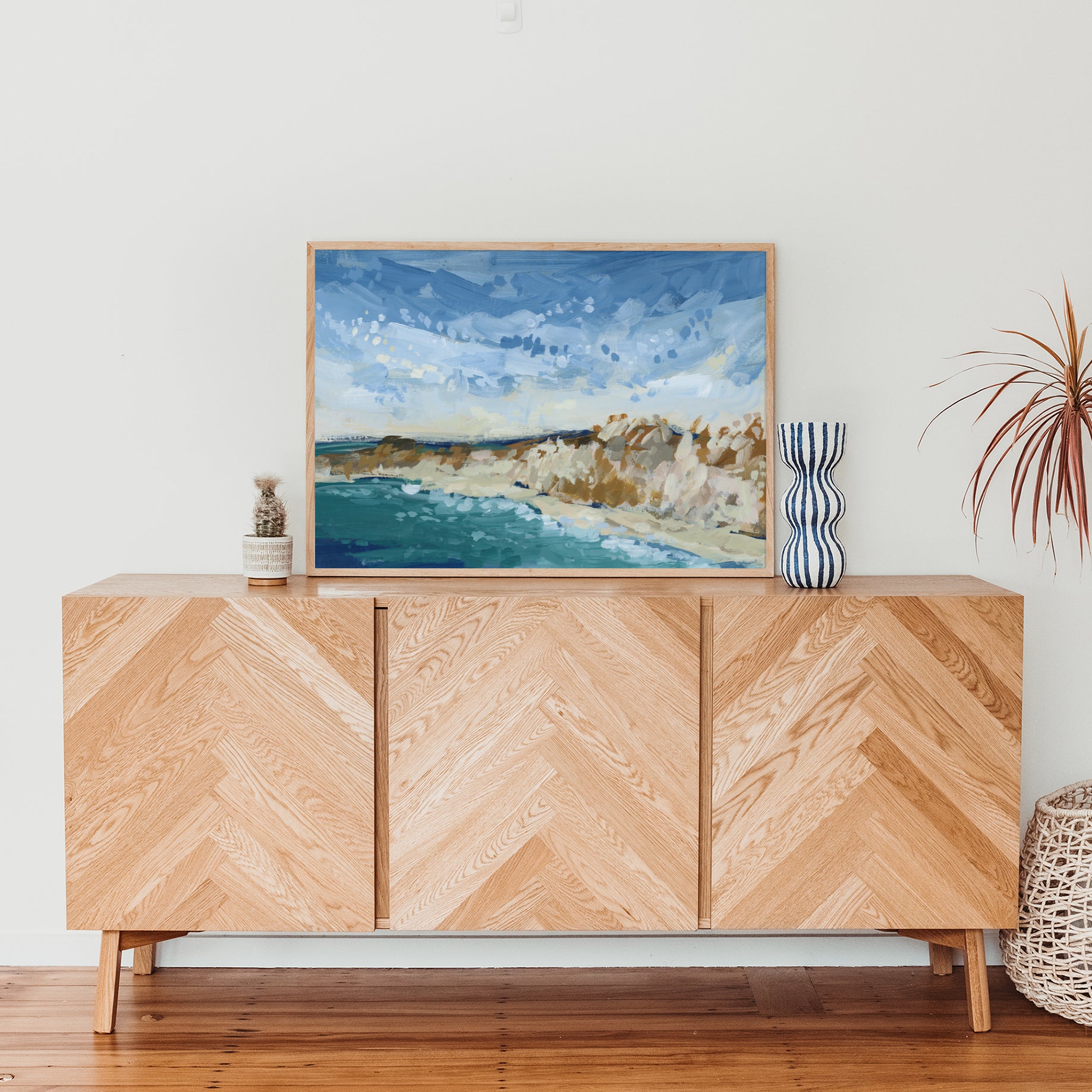 Shoreside Retreat | Bright Bold Beach House Mantle Painting Wall Art ...