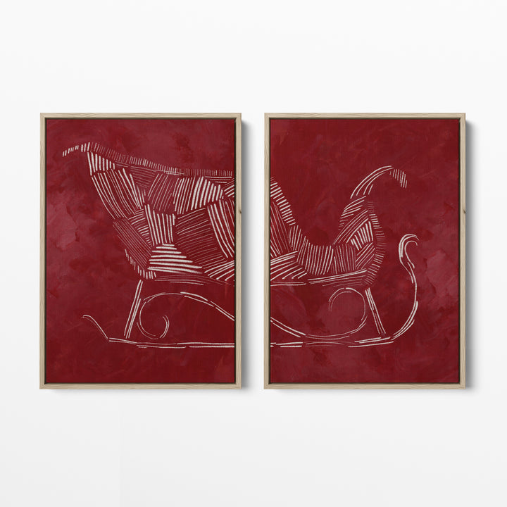 Sleigh Ride Diptych - Set of 2  - Art Prints or Canvases - Jetty Home