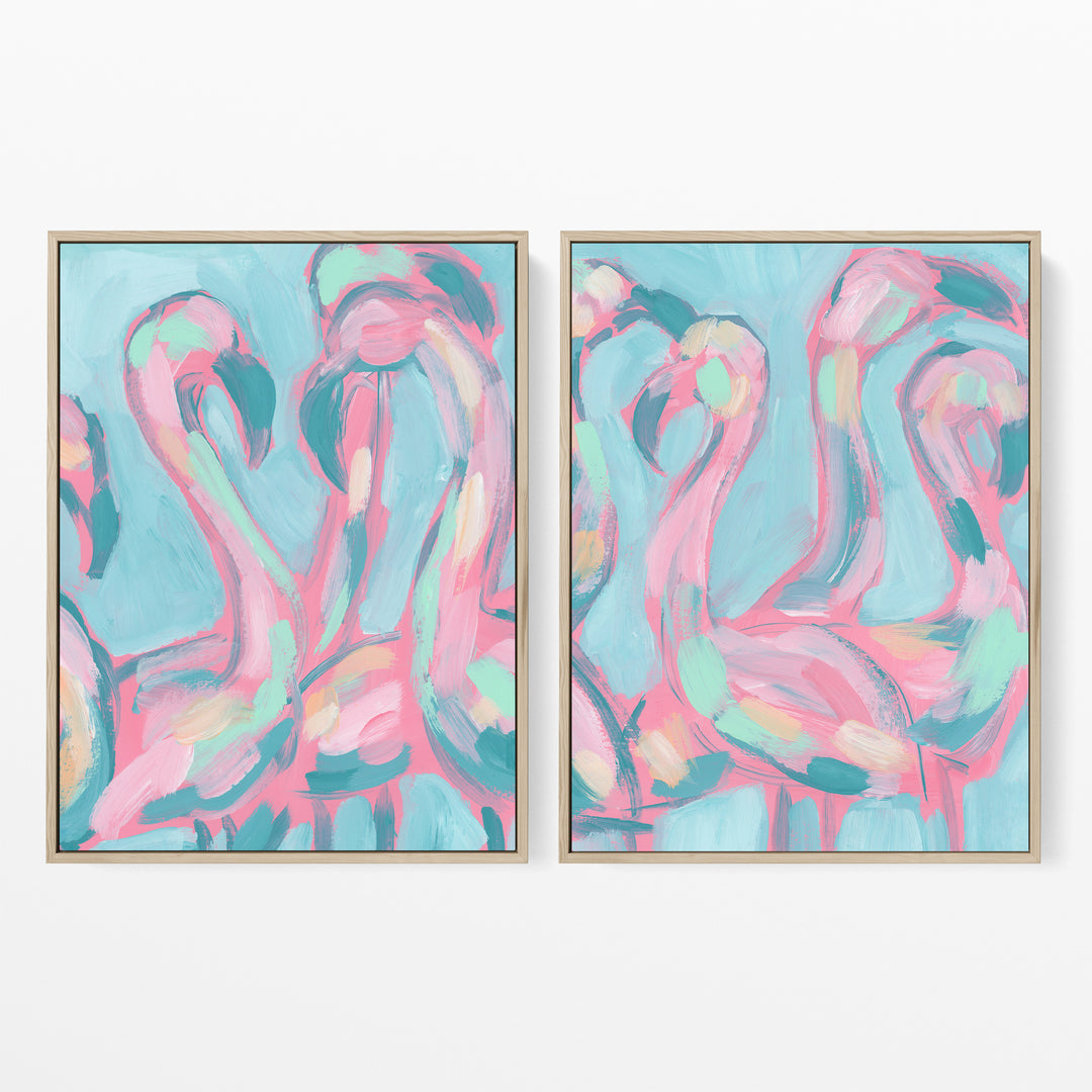 The Pink Flamingoes Diptych - Set of 2 - Jetty Home