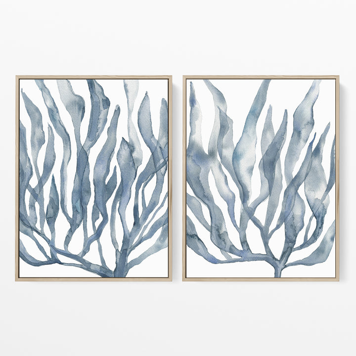 Blue Seaweed Diptych, No. 2 - Set of 2 - Jetty Home