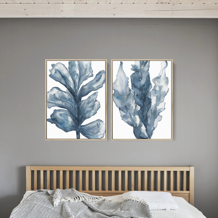 Blue Seaweed Diptych, No. 3 - Set of 2 - Jetty Home