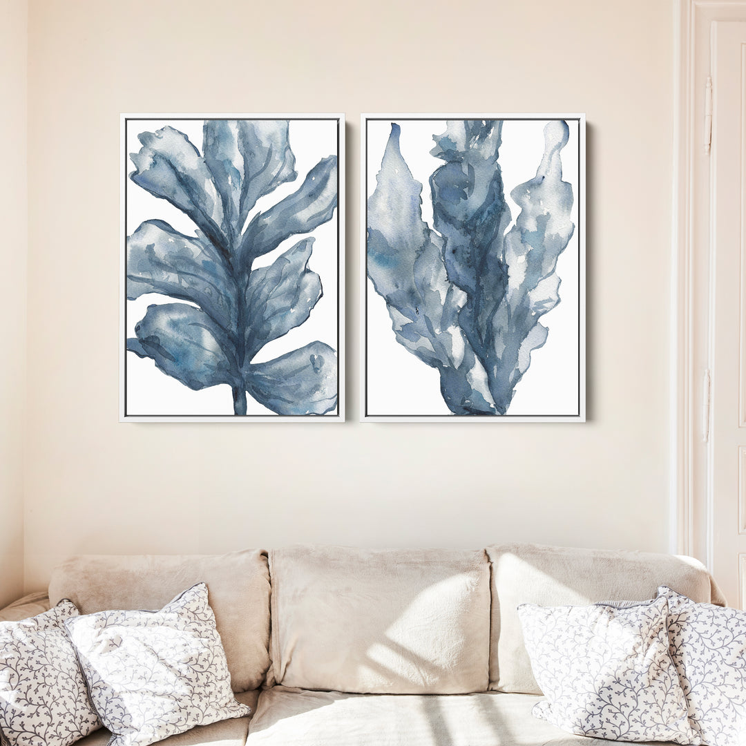 Blue Seaweed Diptych, No. 3 - Set of 2 - Jetty Home