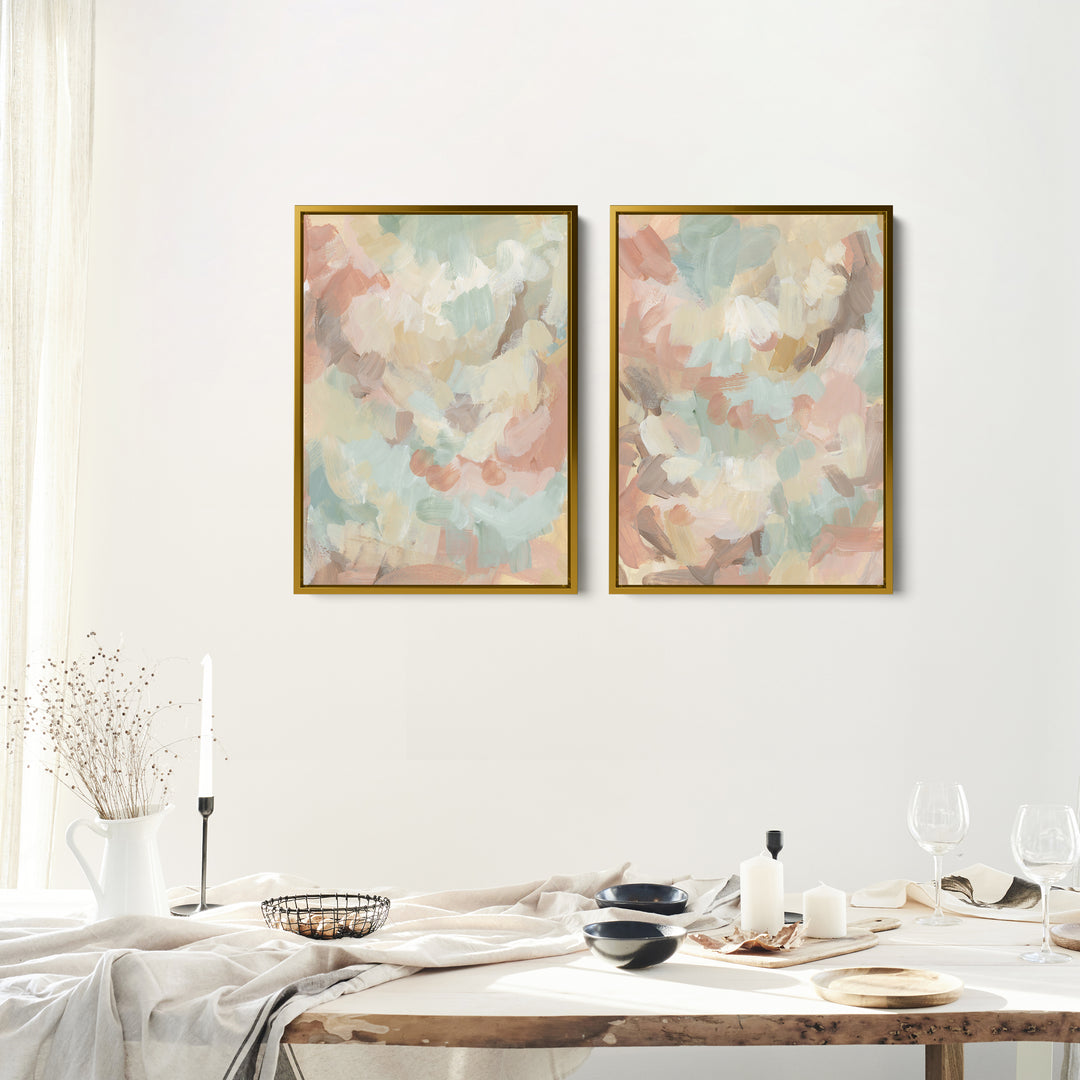 Golden Brush Diptych - Set of 2