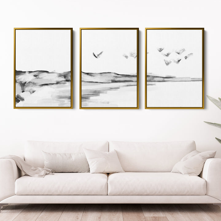 Black & White Shoreline Journey - Set of 3 - Jetty Home