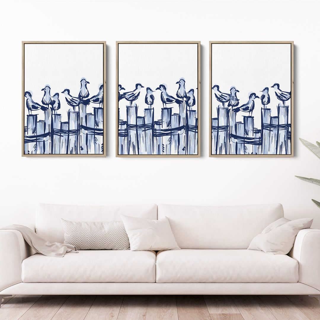 Harbor Gulls Triptych - Set of 3 - Jetty Home