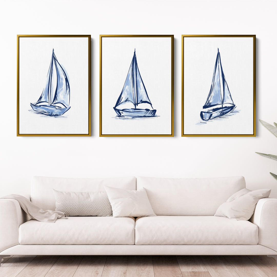Whitecaps and Wind Triptych - Set of 3 - Jetty Home