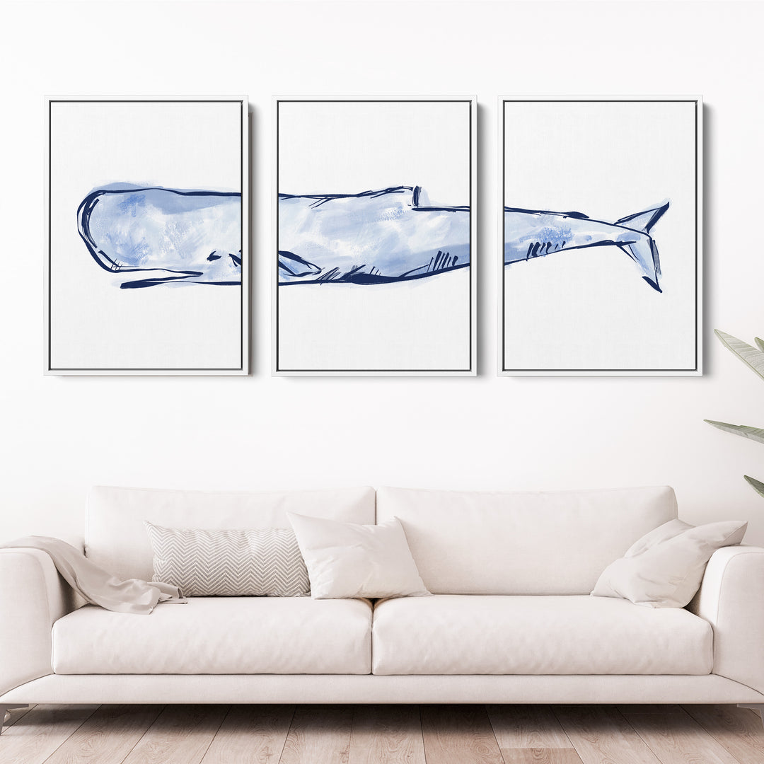 The Nautical Sperm Whale Triptych - Set of 3 - Jetty Home