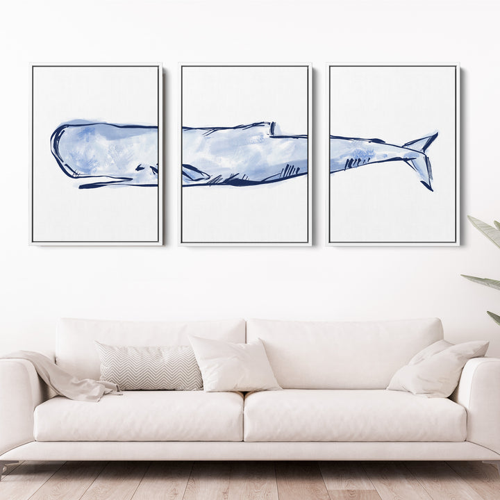 The Nautical Sperm Whale Triptych - Set of 3 - Jetty Home