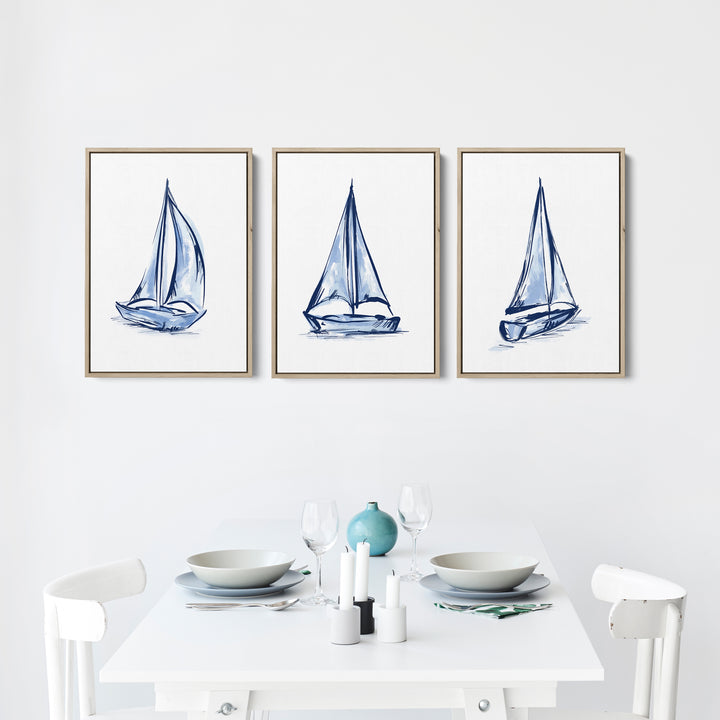 Whitecaps and Wind Triptych - Set of 3 - Jetty Home