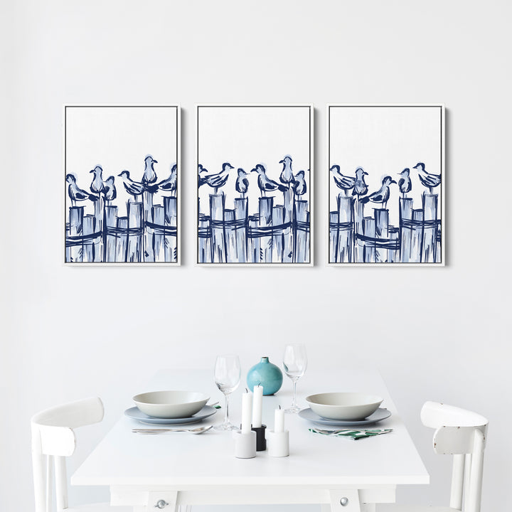 Harbor Gulls Triptych - Set of 3 - Jetty Home