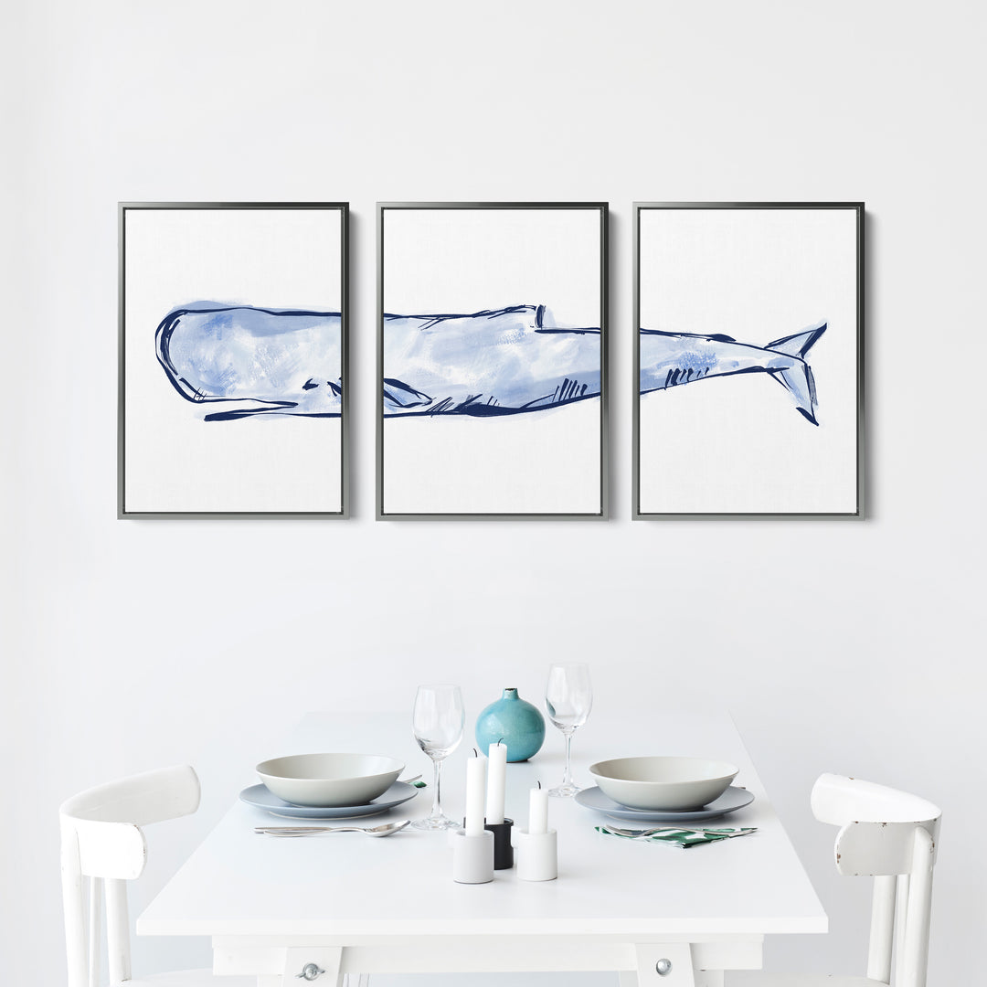The Nautical Sperm Whale Triptych - Set of 3 - Jetty Home