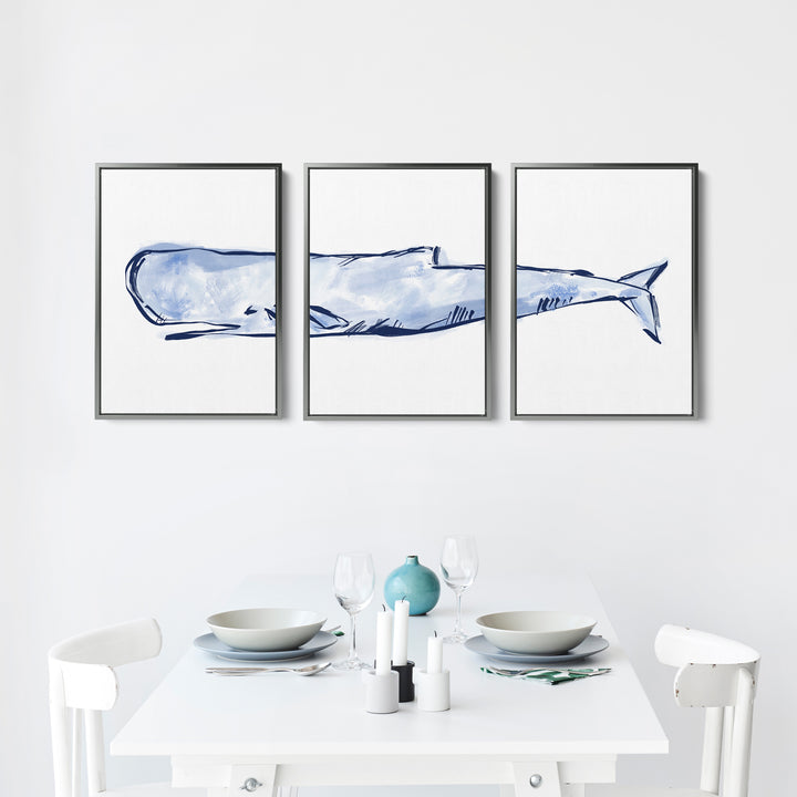 The Nautical Sperm Whale Triptych - Set of 3 - Jetty Home