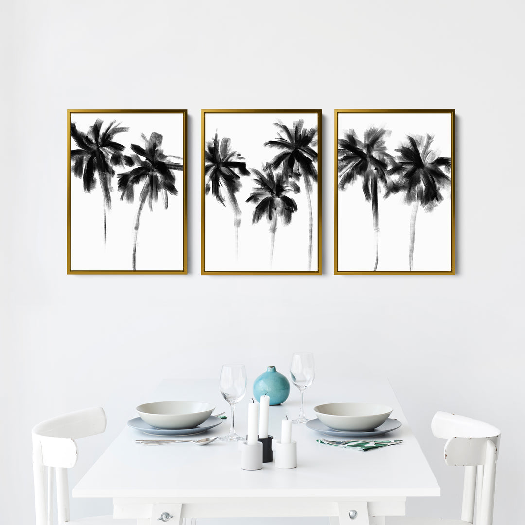 Black & White Minimalist Palms, No. 2 - Set of 3 - Jetty Home