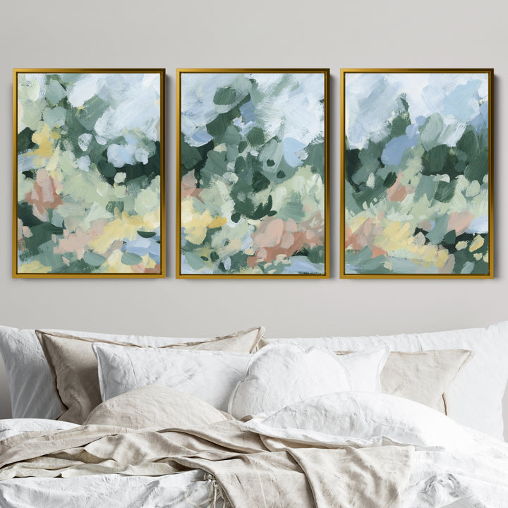 Blossoms Abstracted Triptych - Set of 3 - Jetty Home