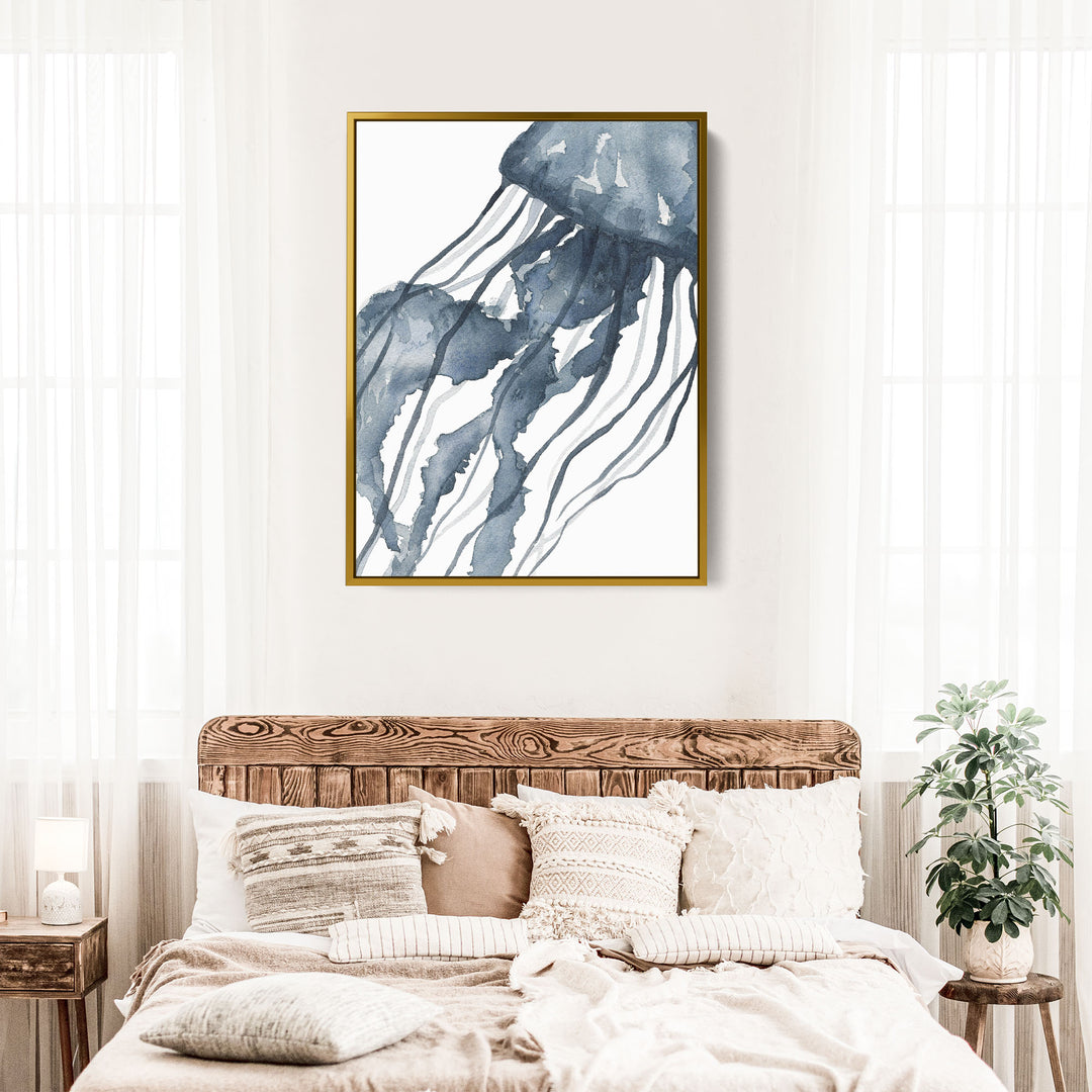 Blue Watercolor Jellyfish No. 1 - Jetty Home