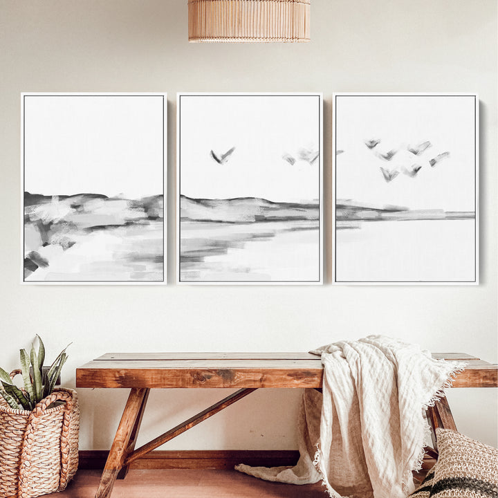 Black & White Shoreline Journey - Set of 3 - Jetty Home