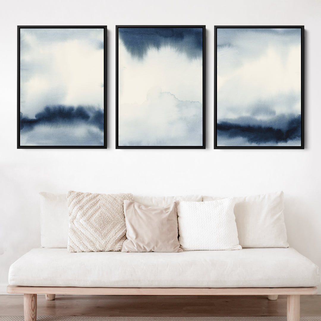 Indigo Abstracts Triptych - Set of 3