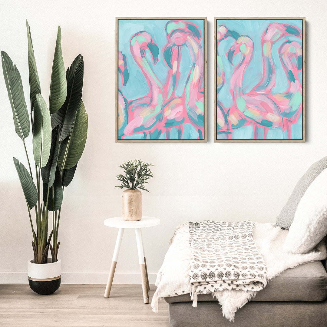 The Pink Flamingoes Diptych - Set of 2 - Jetty Home