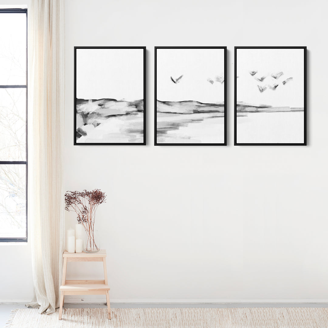 Black & White Shoreline Journey - Set of 3 - Jetty Home