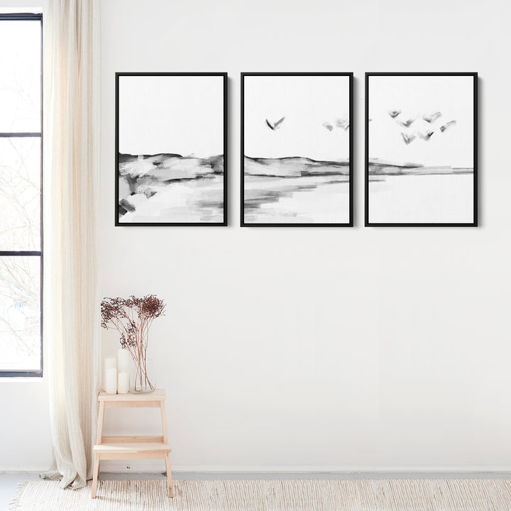 Black & White Shoreline Journey - Set of 3 - Jetty Home