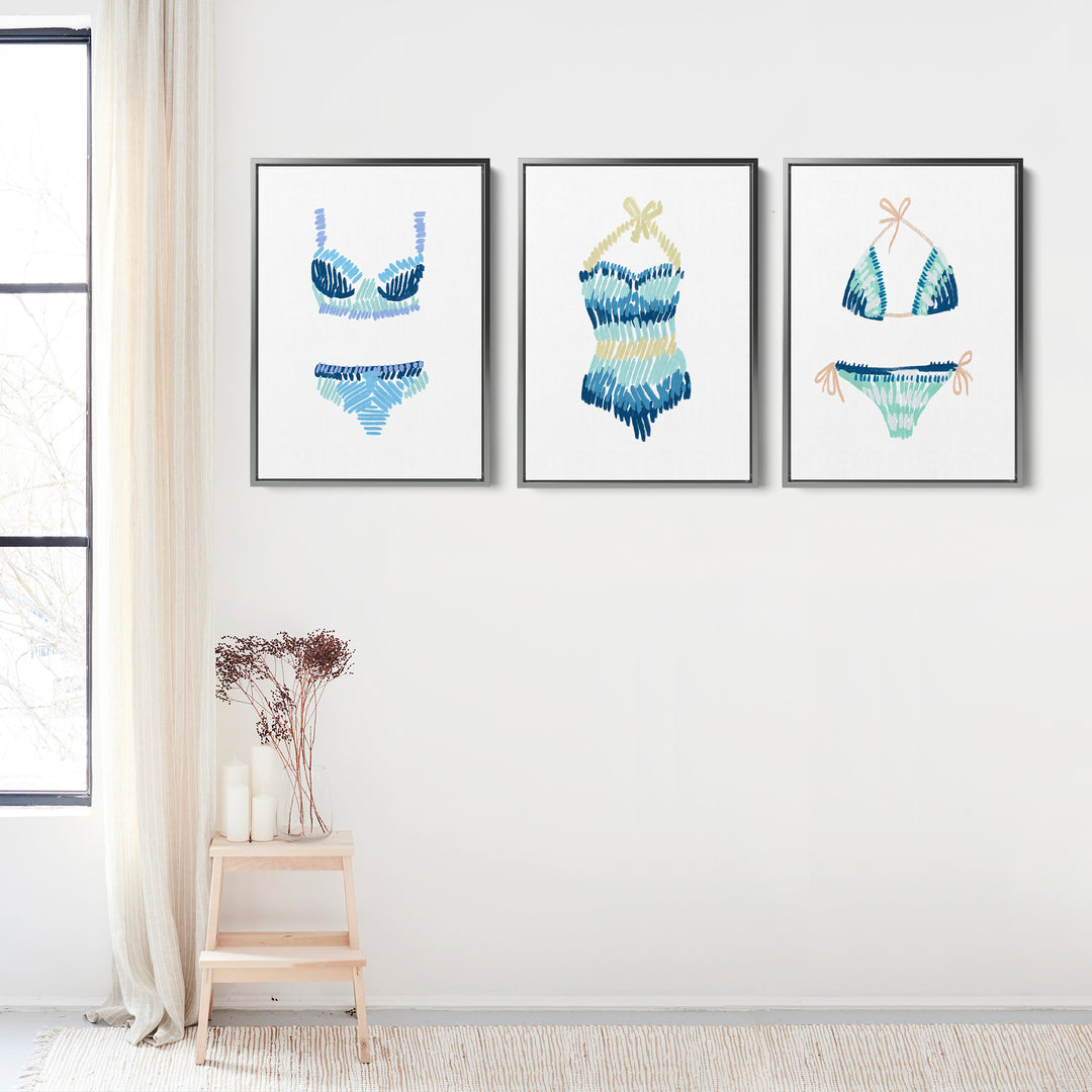 Swim Suit Trio Triptych, No. 2 - Set of 3
