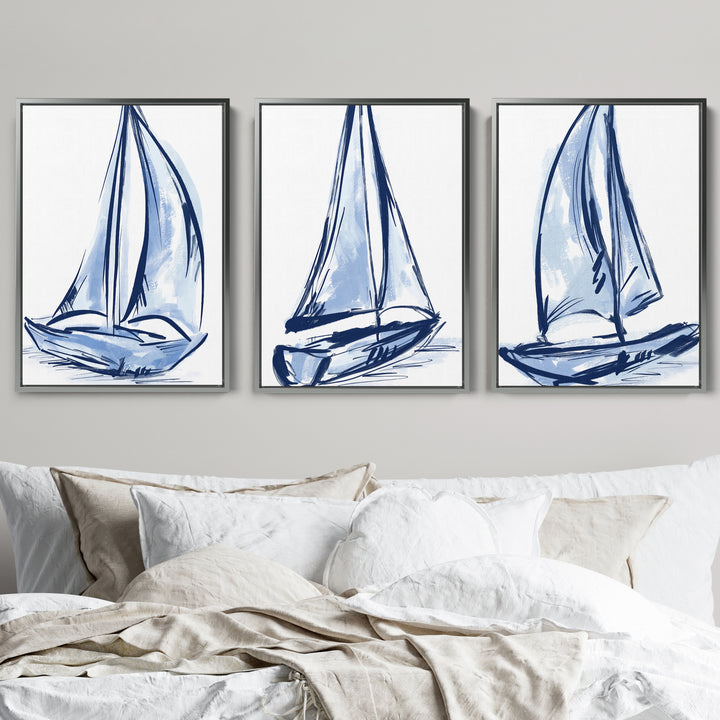 Sail Ahead Triptych - Set of 3 - Jetty Home