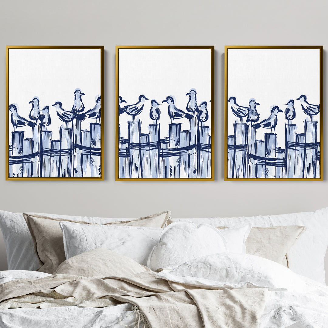Harbor Gulls Triptych - Set of 3 - Jetty Home