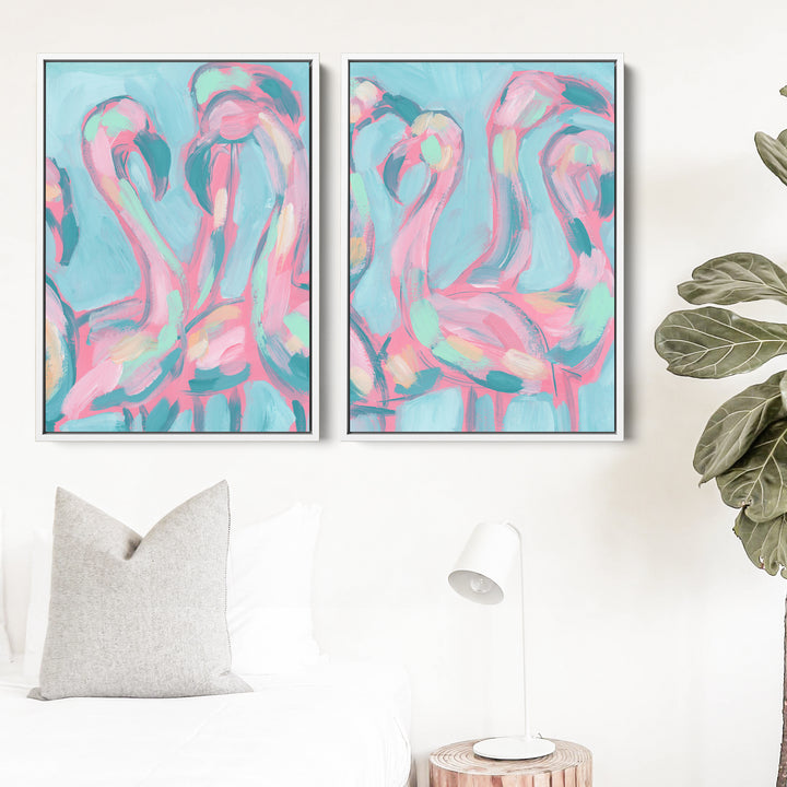 The Pink Flamingoes Diptych - Set of 2 - Jetty Home