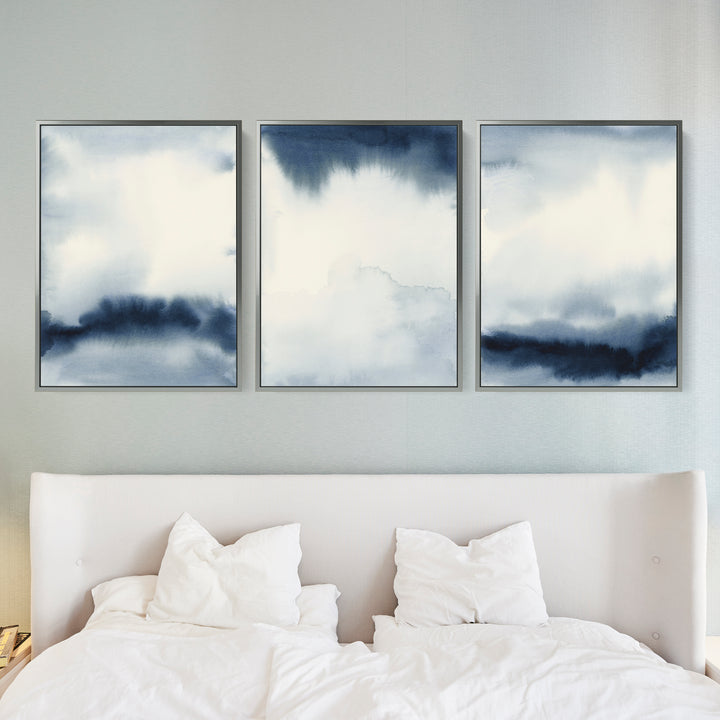 Indigo Abstracts Triptych - Set of 3
