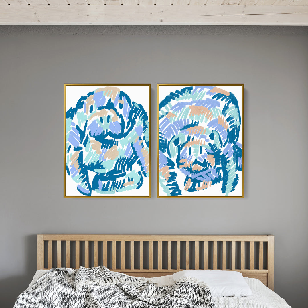 Mellow Manatees Diptych - Set of 2