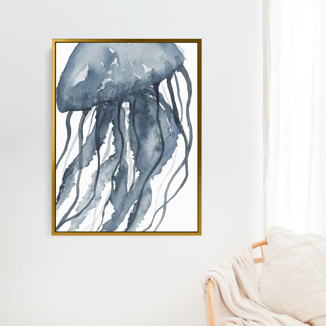 Blue Watercolor Jellyfish No. 2 - Jetty Home