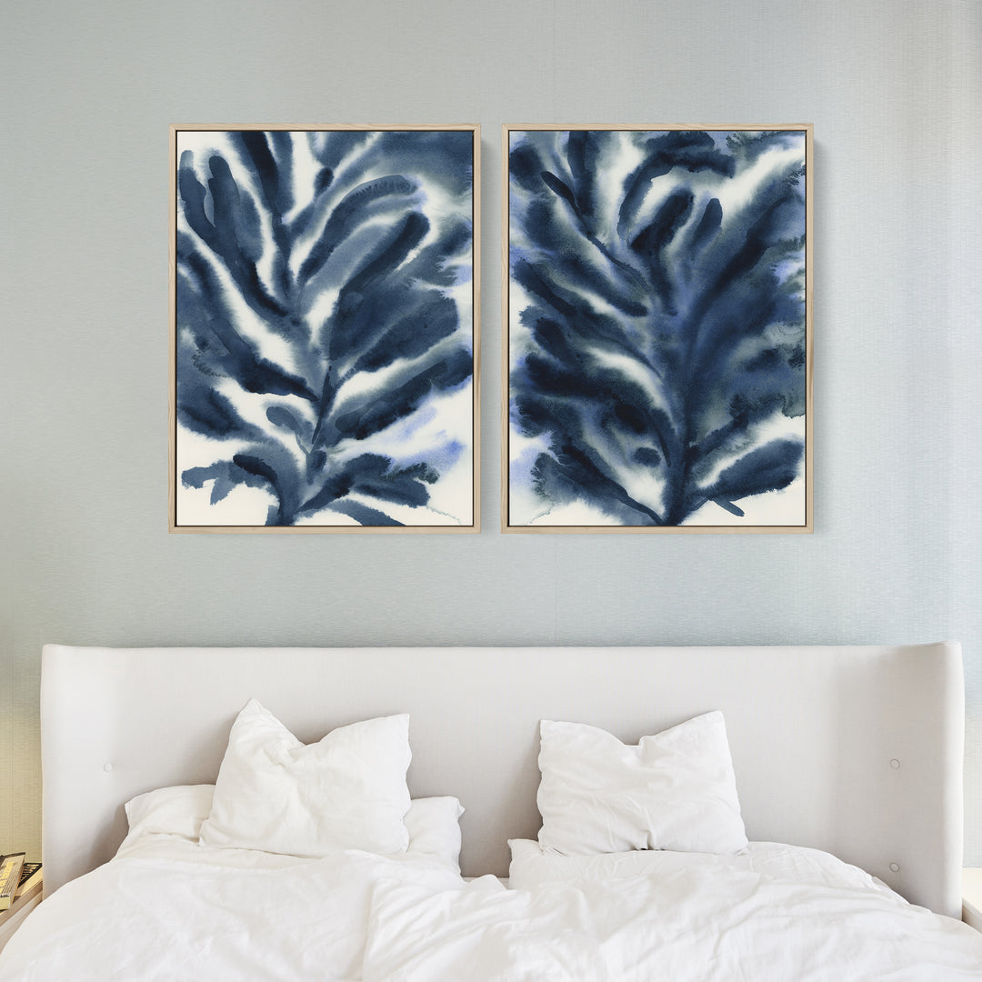Indigo Seaweed Diptych, No. 2 - Set of 2