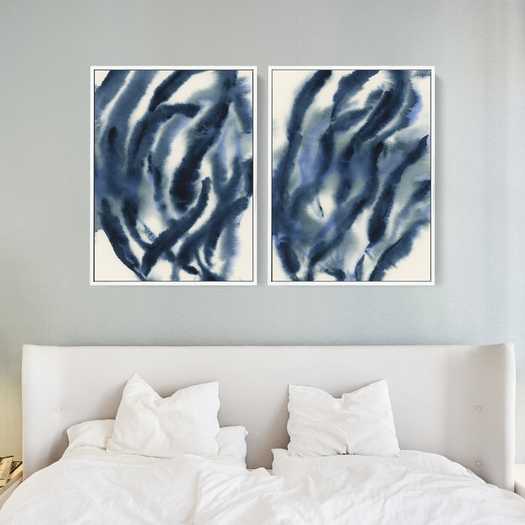 Indigo Seaweed Diptych, No. 1 - Set of 2