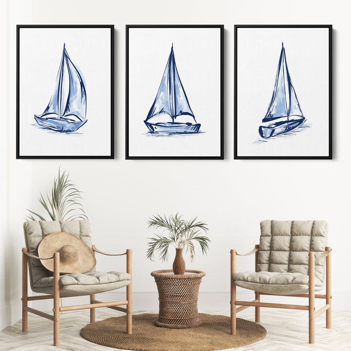 Whitecaps and Wind Triptych - Set of 3 - Jetty Home